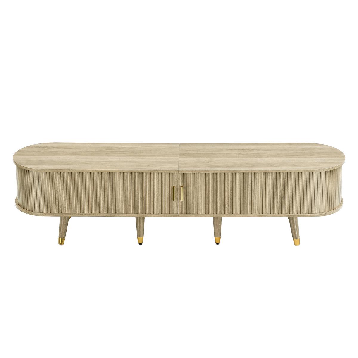 TV-LOWBOARD Oval 175 cm in Eiche-Optik - Weiß, Holzwerkstoff (175/45/38cm) - Urban Meuble