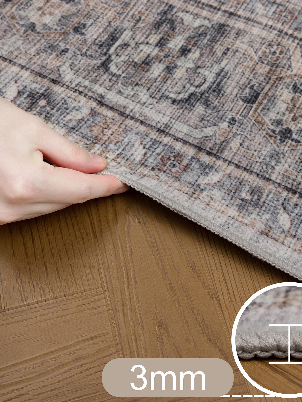 LÄUFER waschbar, mit Medaillon, VERNANTE in Beige-Grau, 80 x 250 cm - Beige, Textil (80/250cm) - KADIMA DESIGN