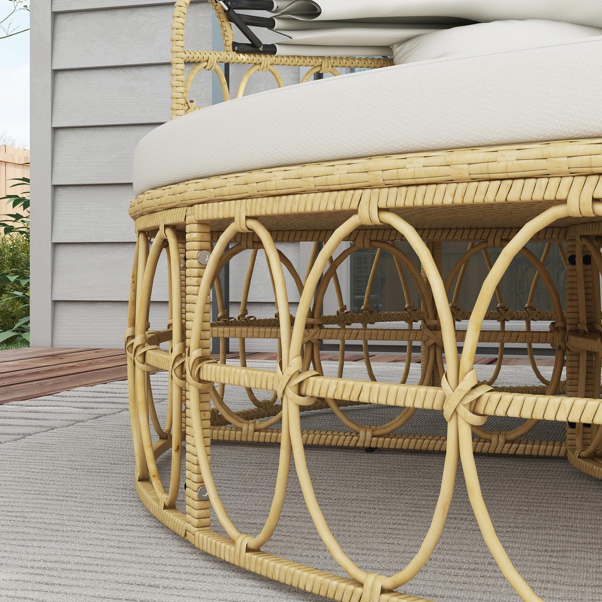 GARTENMÖBEL-SET mit klappbarem Verdeck, für Outdoor, Creme - Creme, Kunststoff - Outsunny