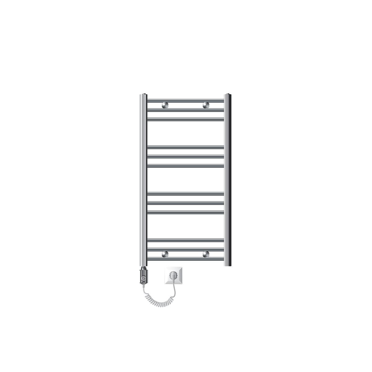 BADHEIZKÖRPER elektrisch Sahara 500x800 mm Chrome gebogen mit Heizstab 300W - Chromfarben, Metall (3/80/50cm) - LuxeBath