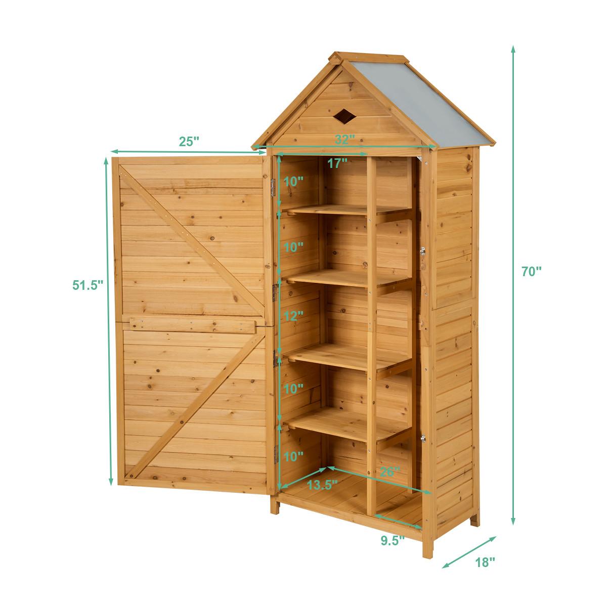 GERÄTESCHUPPEN natürliche Holzoptik - Apfelbaumfarben, Holz (80/177/45cm) - COSTWAY