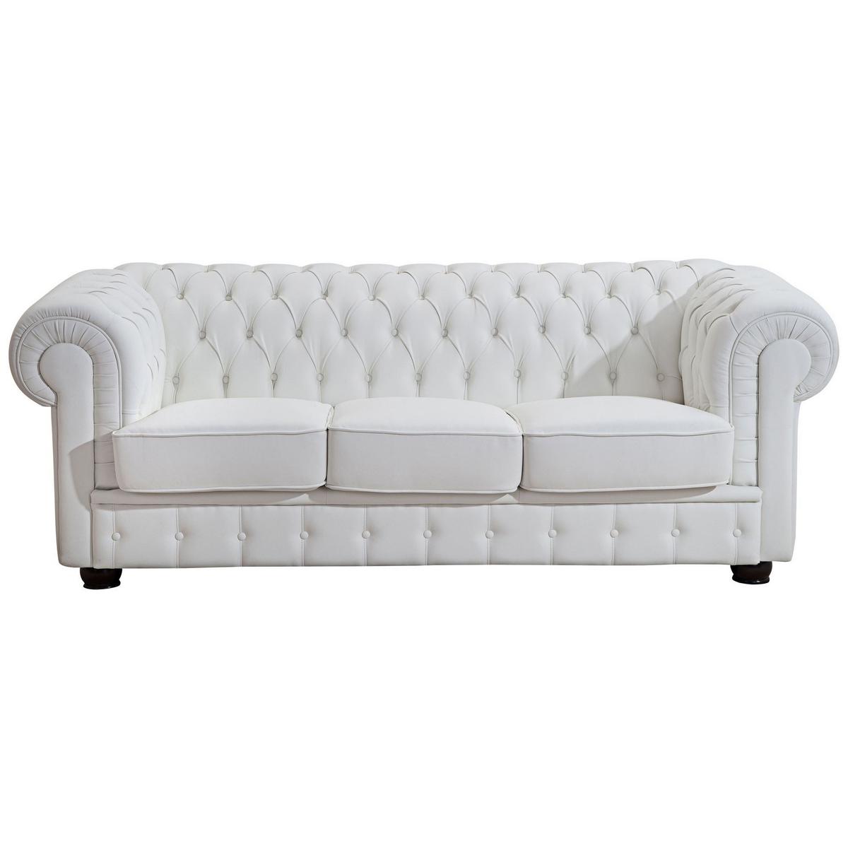 SOFA 3-Sitzer Kalea Bezug pigmentiertes Nappaleder Buche nussbaum dunkel / weiß - Weiß, Leder (200/76/98cm) - 58aufmkessel