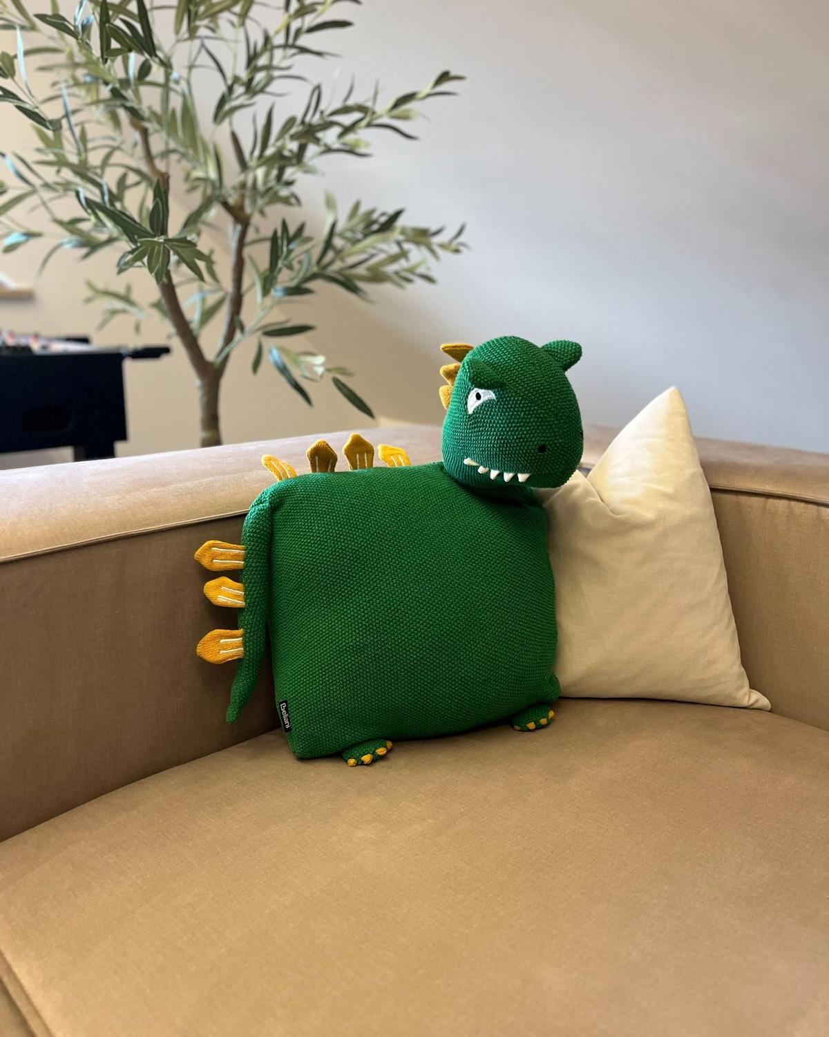 DEKOKISSEN 2er-Set Grün 45/45 cm Dinos - Gelb/Grün, Naturmaterialien (45/45cm) - Beliani