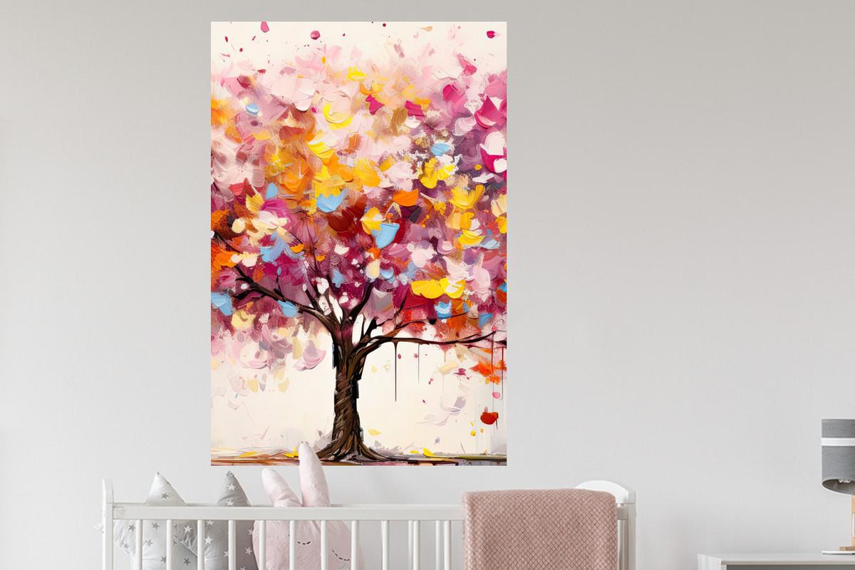 WANDTATTOO Aquarell - Baum - Kunst - Abstrakt Wandaufkleber 80x120 cm - Multicolor, Kunststoff (80/120/0.1cm) - MuchoWow