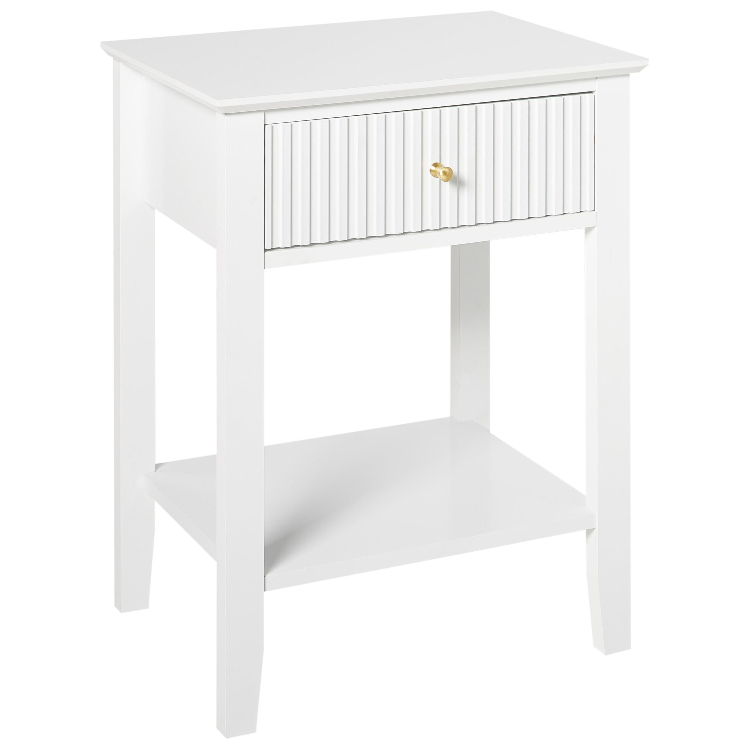 NACHTTISCH mit 1 Schublade Weiß Assisi - Weiß, Holzwerkstoff (35/48/62cm) - Beliani