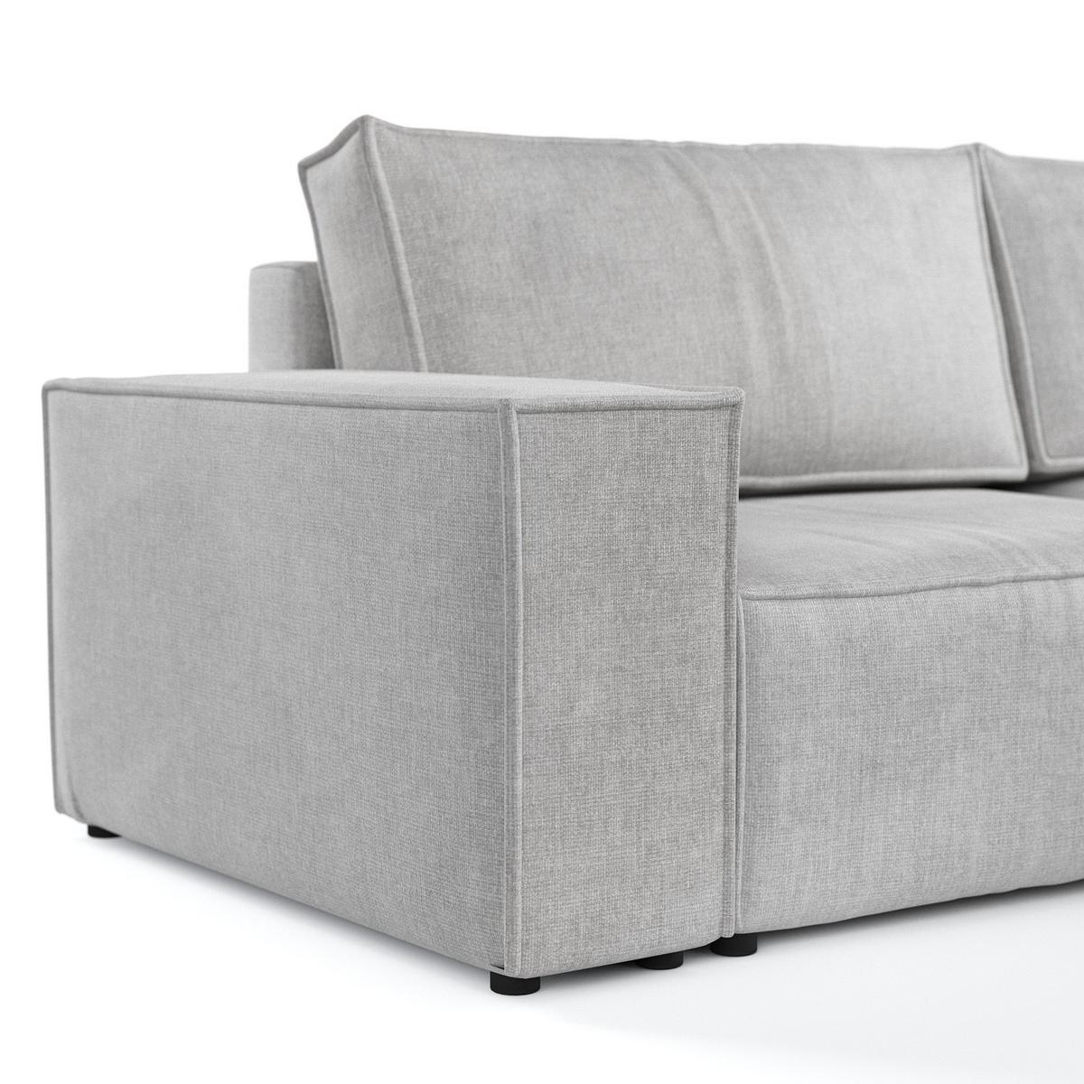ECKSOFA CAVO mit Schlaffunktion Hellgrau im Wind Stoff - Hellgrau/Schwarz, Holz/Holzwerkstoff (255/148cm) - AltaBeds