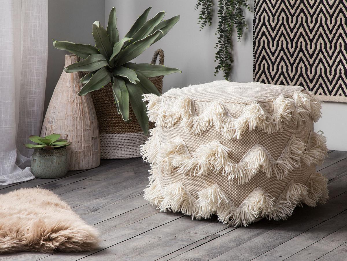 POUF Nashik 44/45/44 cm - Beige, Textil (45/44/44cm) - Beliani