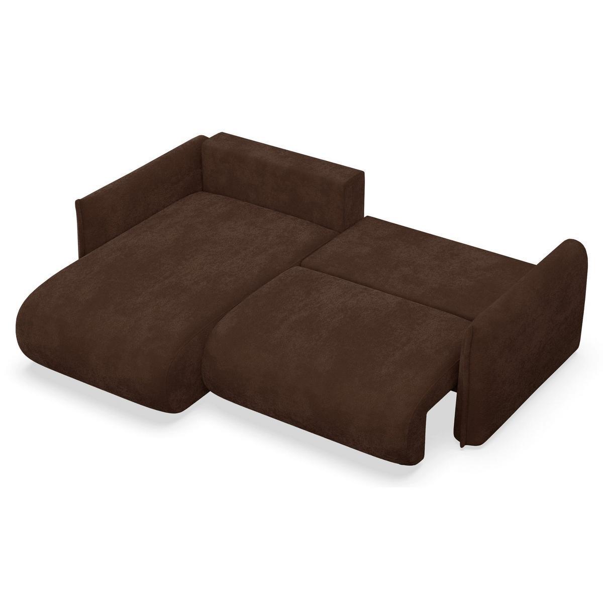 ECKSOFA Cushi Braun-Chenille - Schwarz/Braun, Kunststoff/Textil (252/183cm) - Selsey
