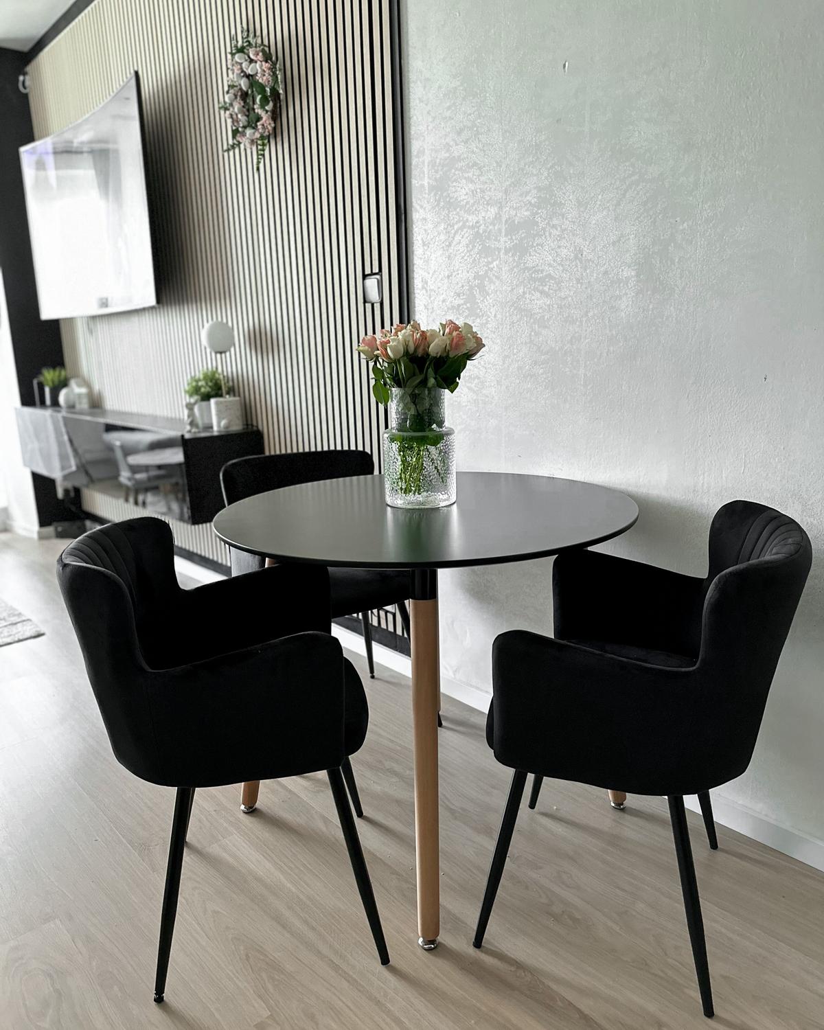 ESSTISCH 120/120/74 cm Schwarz, Hellbraun Rund Bovio - Schwarz, Holzwerkstoff (120/120/74cm) - Beliani