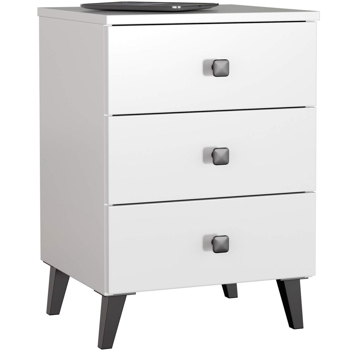 NACHTTISCH Weiß, Schwarz 58/40/37 - Schwarz/Weiß, Holzwerkstoff (40/58/37cm) - RAUMHIRSCH FURNITURE