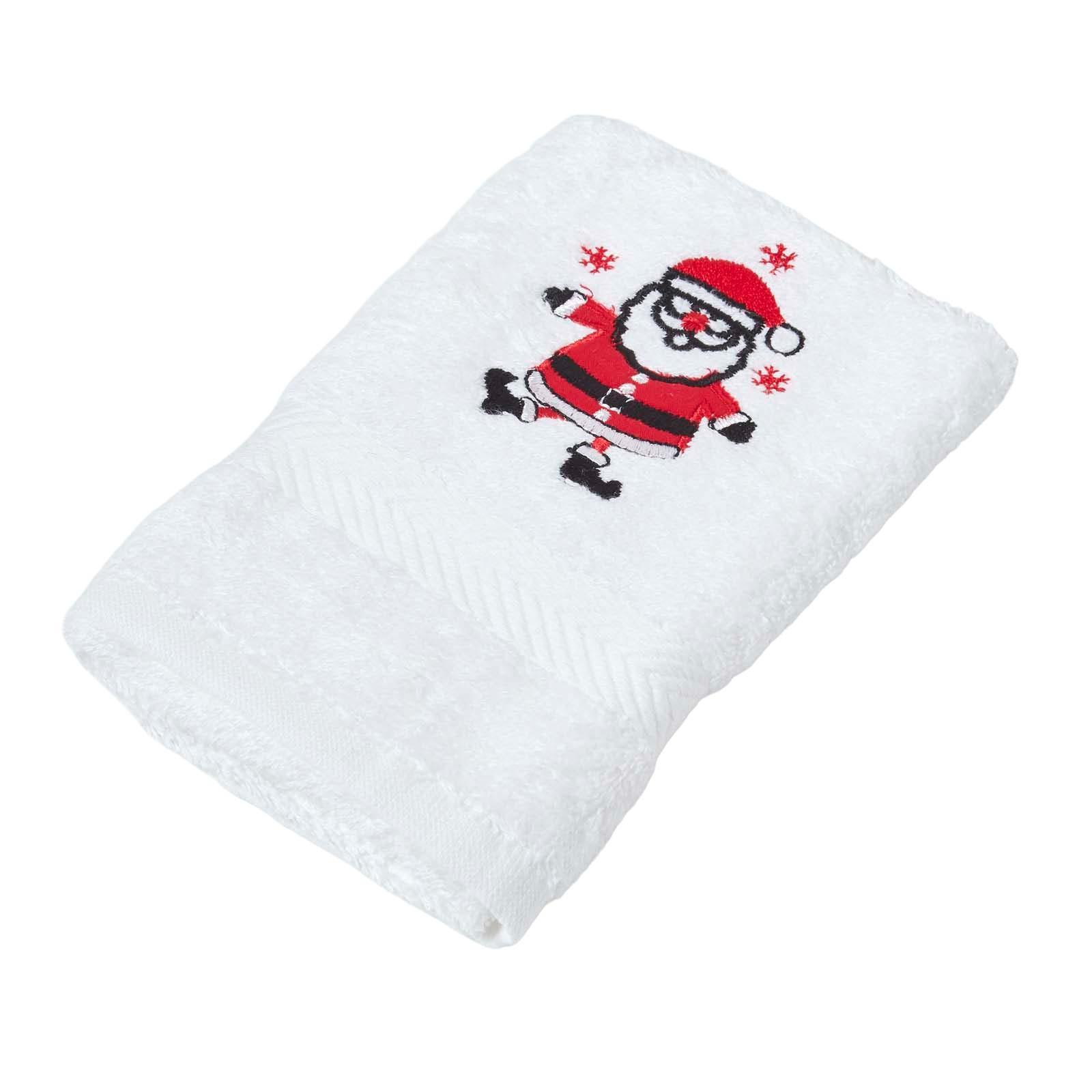 GÄSTEHANDTUCH Weihnachtsmann weiß 30/50 cm - Weiß, Textil (30/50cm) - Homescapes