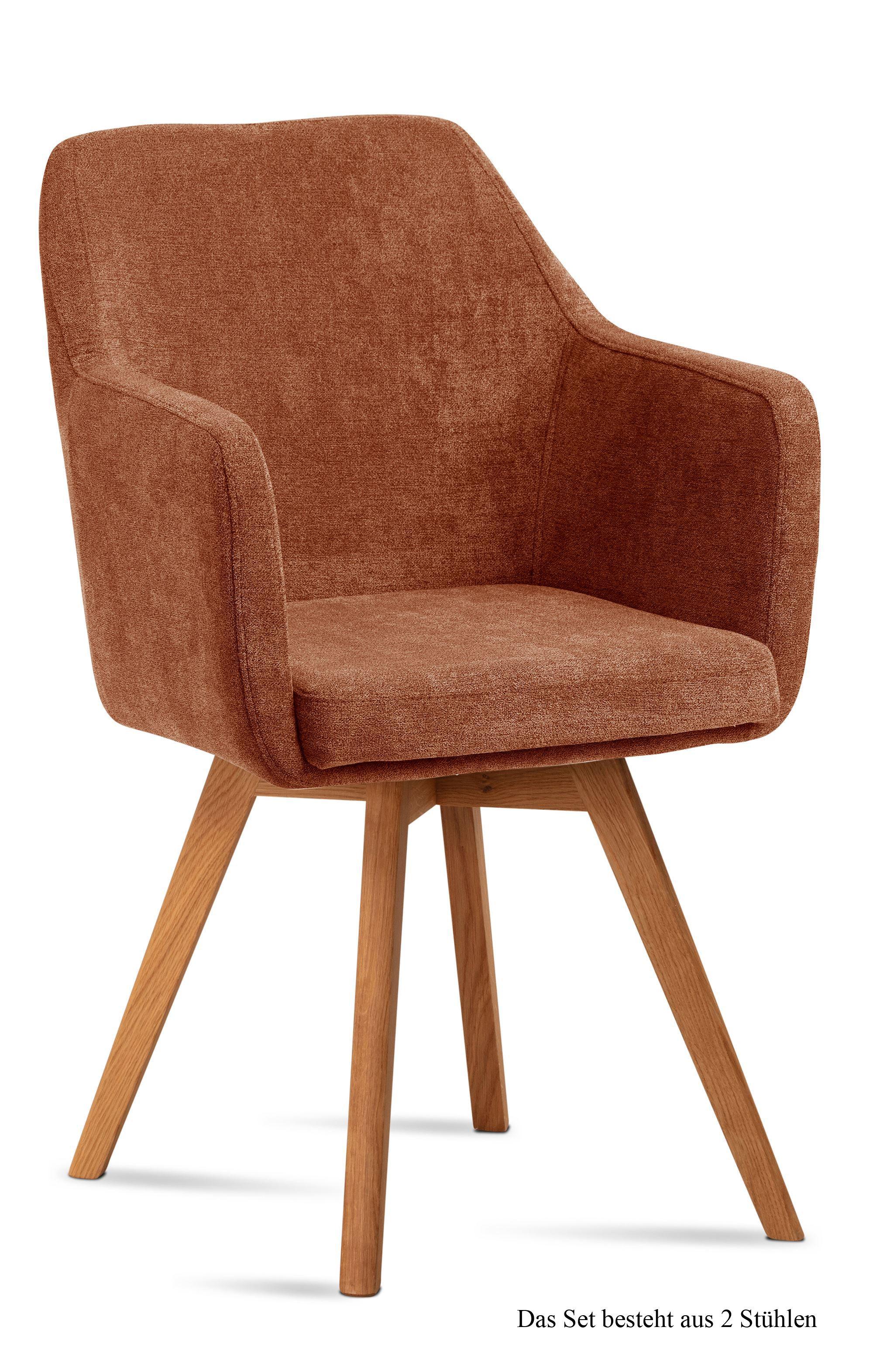 ARMLEHNSTUHL (2er-Set) Dolli 57x87x60 Eiche geölt/Cognac - Cognac/Eichefarben, Kunststoff (60/87/57cm) - 58aufmkessel