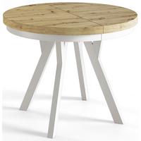 ESSZIMMERTISCH EVO, ausziehbarer Tisch 120 cm bis 220 cm, Farbe: ARTISAN, mit Holzbeinen in Farbe Weiß - Hellbraun/Weiß, Holzwerkstoff (120/120/77cm) - Alpi-Möbel