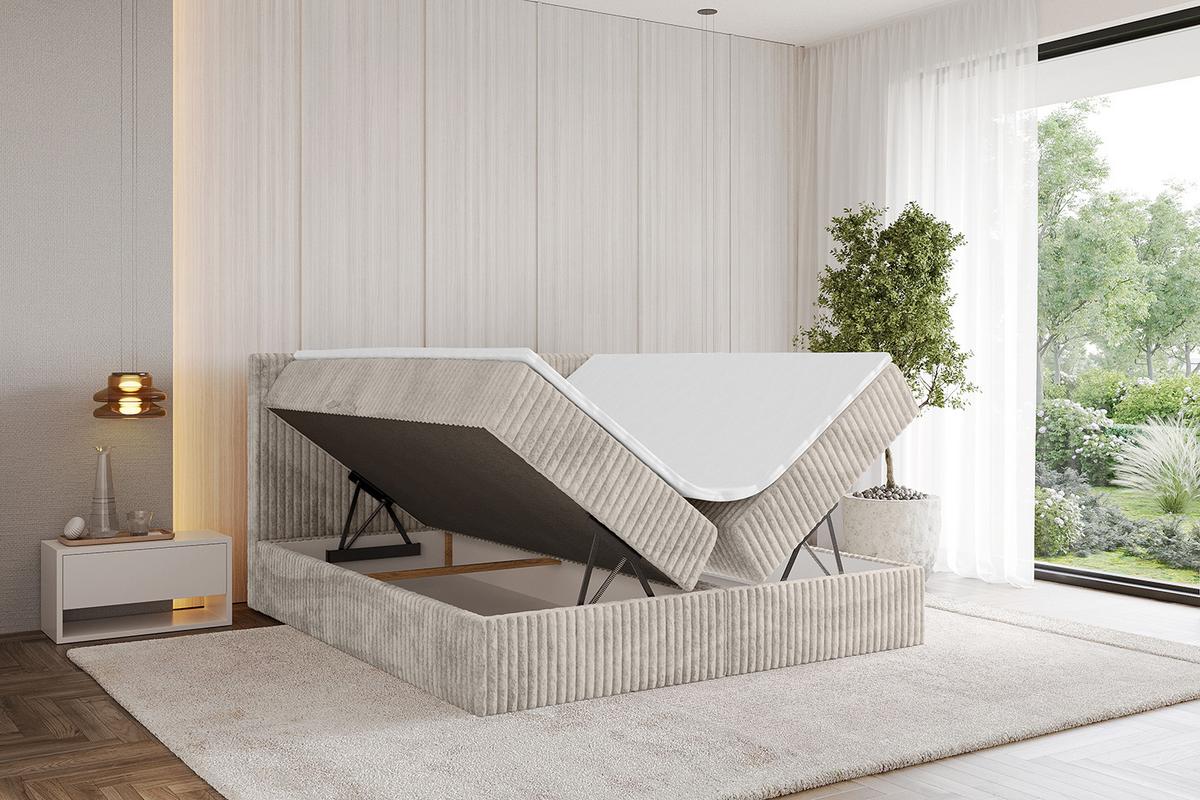 BOXBETT mit Matratze H3 und Lattenrost - TOLO - 200x200 Cord - Creme - Creme, Holzwerkstoff/Kunststoff (200/200cm) - ALTDECOR