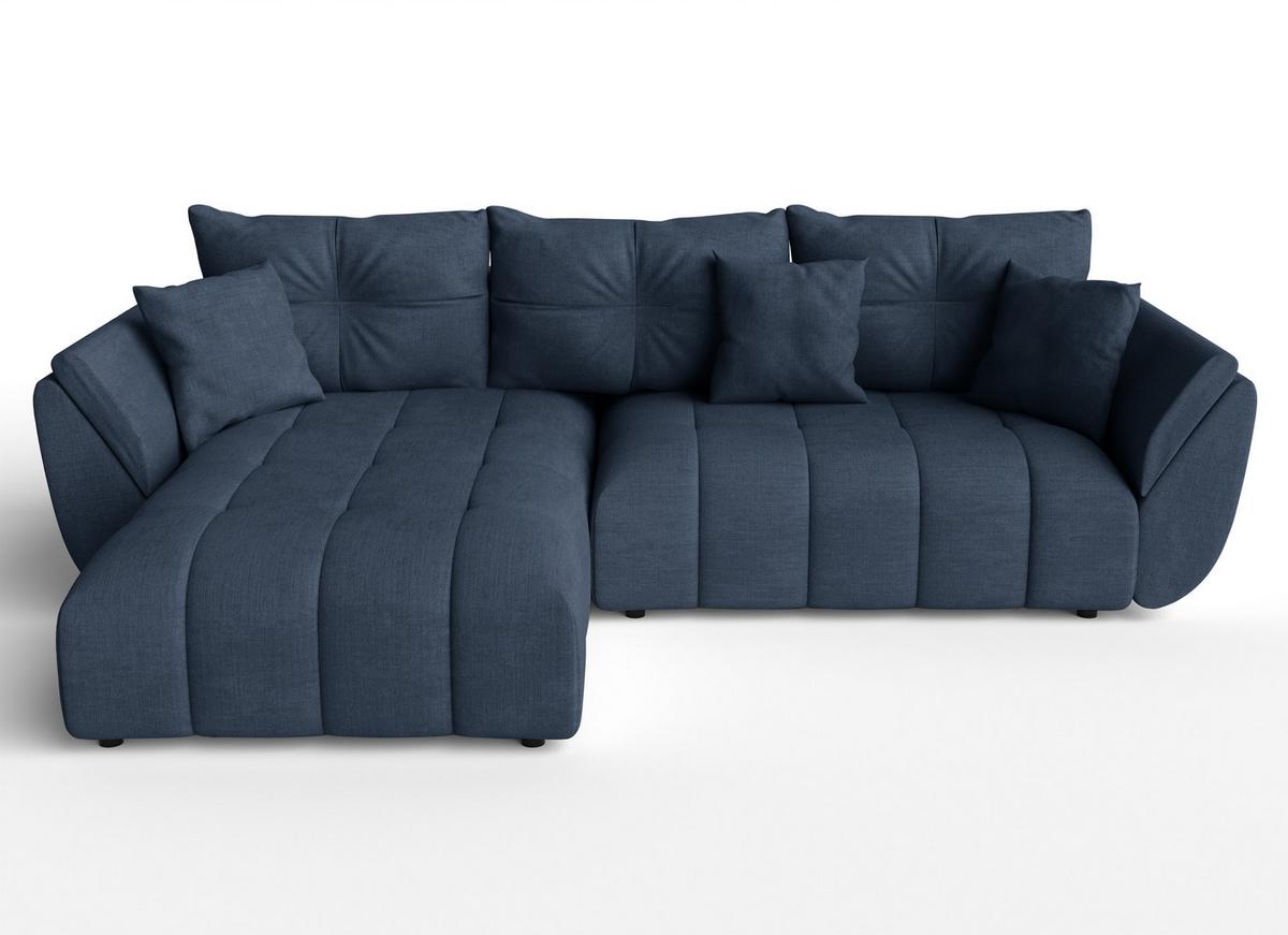 ECKSOFA L Form Verciani Blau 280/190/91 cm mit Schlaffunktion - Blau/Schwarz, Kunststoff/Textil (280/190cm) - AX Living