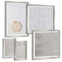 BILDER SET 5er Set - 50x50 cm & 20x30 cm & 40x60 cm Silberner Rahmen - Leichte Boho-Sandtexturen - Silberfarben, Kunststoff (40/60cm) - TULUP