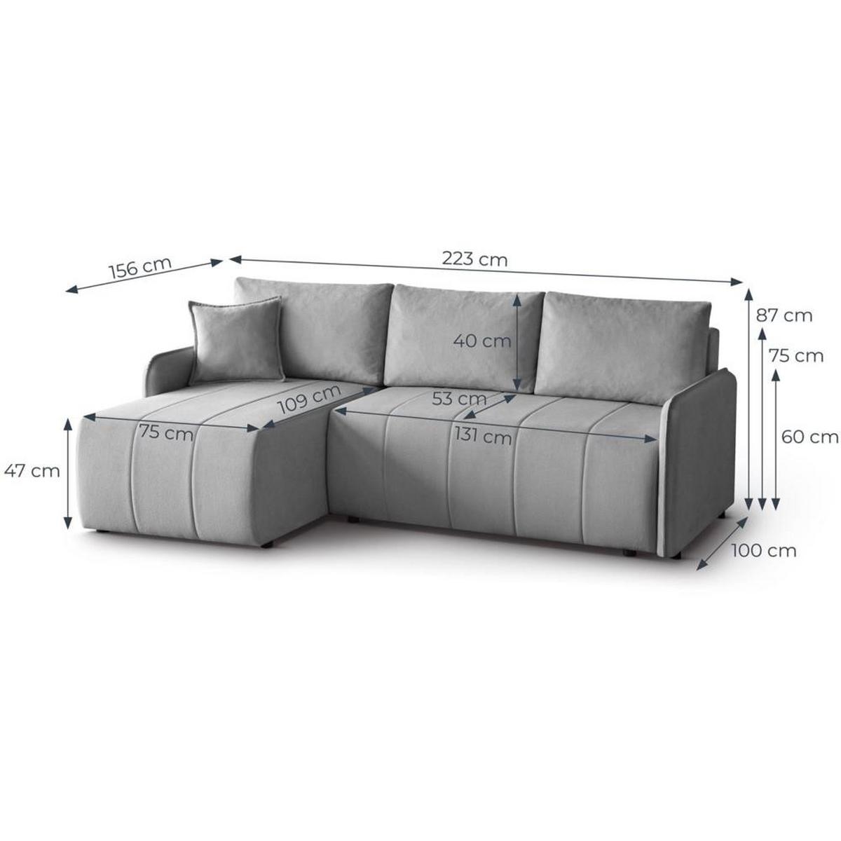 ECKSCHLAFSOFA Capri grau - Schwarz/Grau, Kunststoff/Textil (223/156cm) - Beautysofa