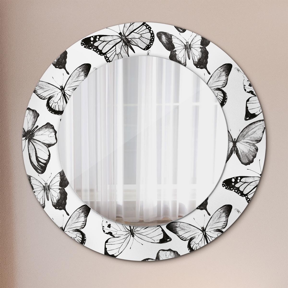SPIEGEL Rund Ø 50 cm mit Aufdruck - Schwarz, Glas (50/50/0.4cm) - Wallfluent