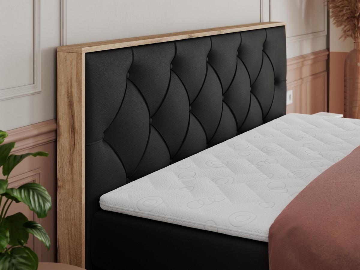 BOXSPRINGBETT VENETO KING 140/200 Schwarz Kunstleder - H4 - Schwarz, Holz/Textil (140/200cm) - MKS