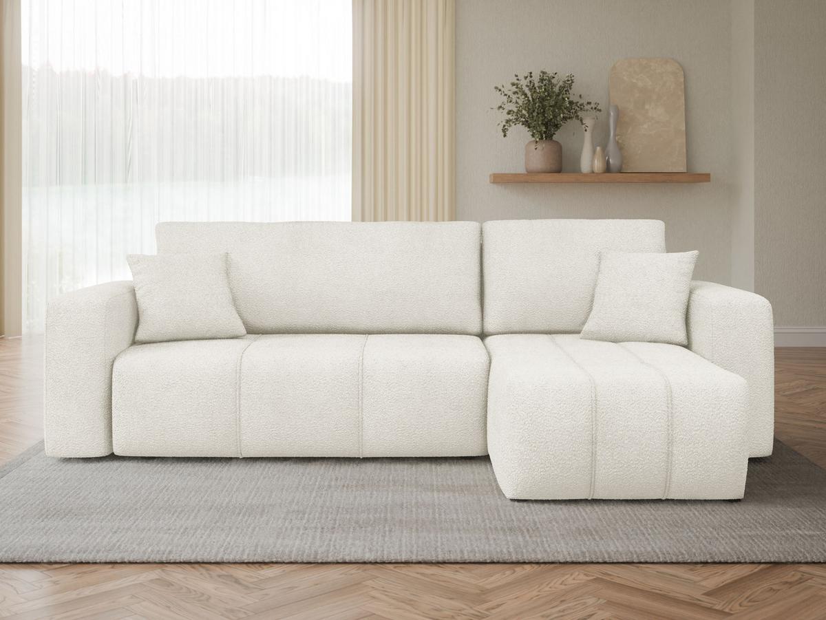 ECKSOFA Furyn Boucle - Creme/Schwarz, Holzwerkstoff/Kunststoff (244/145cm) - MIRJAN24
