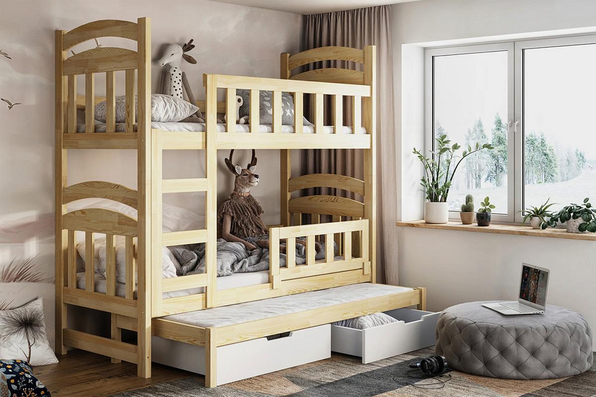 ETAGENBETT FÜR 3 PERSONEN MIT MATRATZEN Dopio 75x180 cm - Beige, Holz (75/180cm) - Selsey