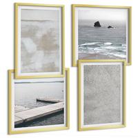 BILDER SET 4er Set - 50x50 cm & 40x60 cm Goldrahmen - Abstraktes Design, moderne Texturen - Goldfarben, Kunststoff (50/50cm) - TULUP