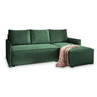 ECKSOFA PERUSI Grün Kordstoff mit Schlaffunktion - Grau/Grün, Holz/Kunststoff (206/143cm) - MASSENO