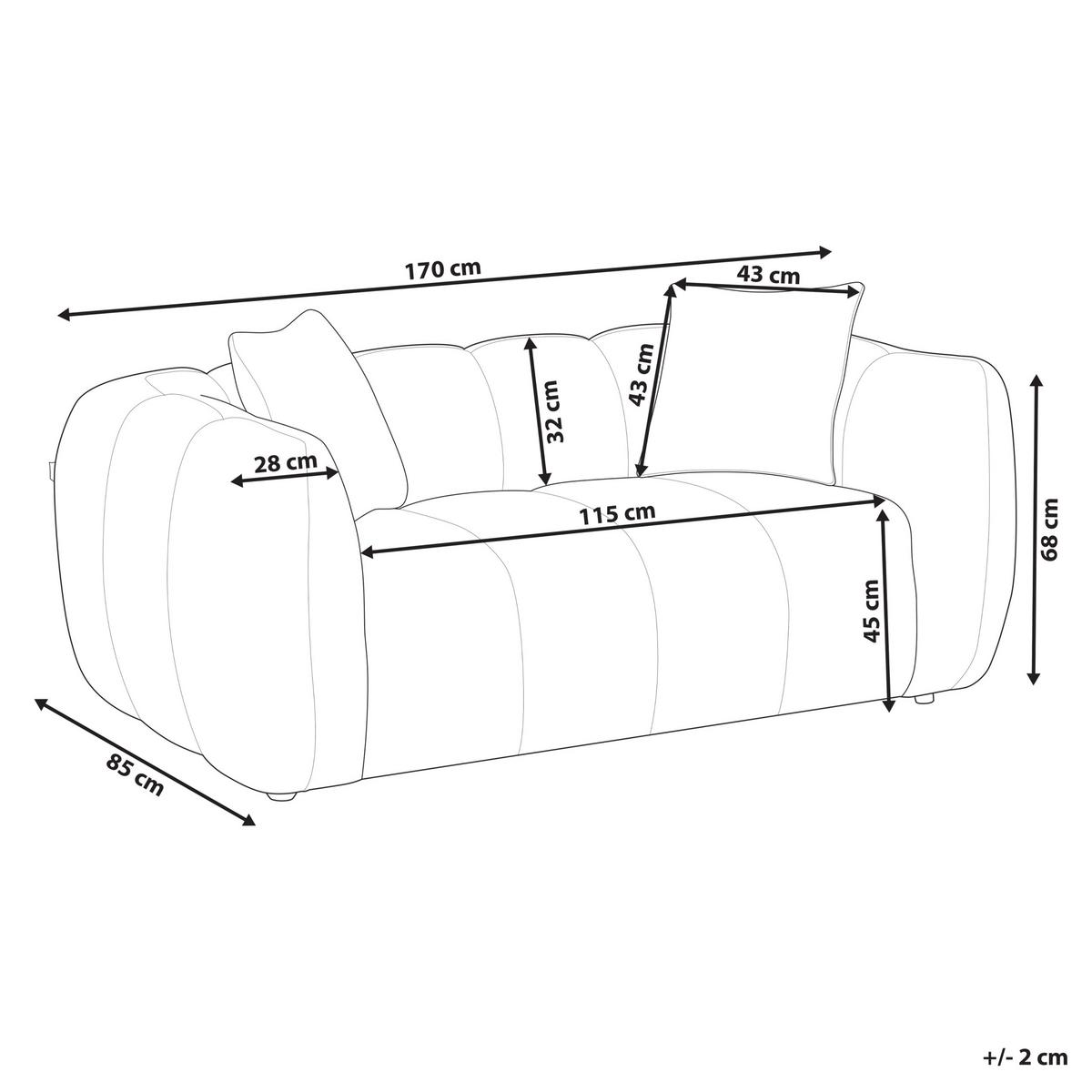 2-SITZER-SOFA Stoff Cremeweiß Ness - Creme, Textil (170/68/85cm) - Beliani
