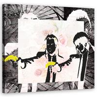 WANDBILD banksy pulp fiction - Grau, Textil (40/40cm) - Feeby