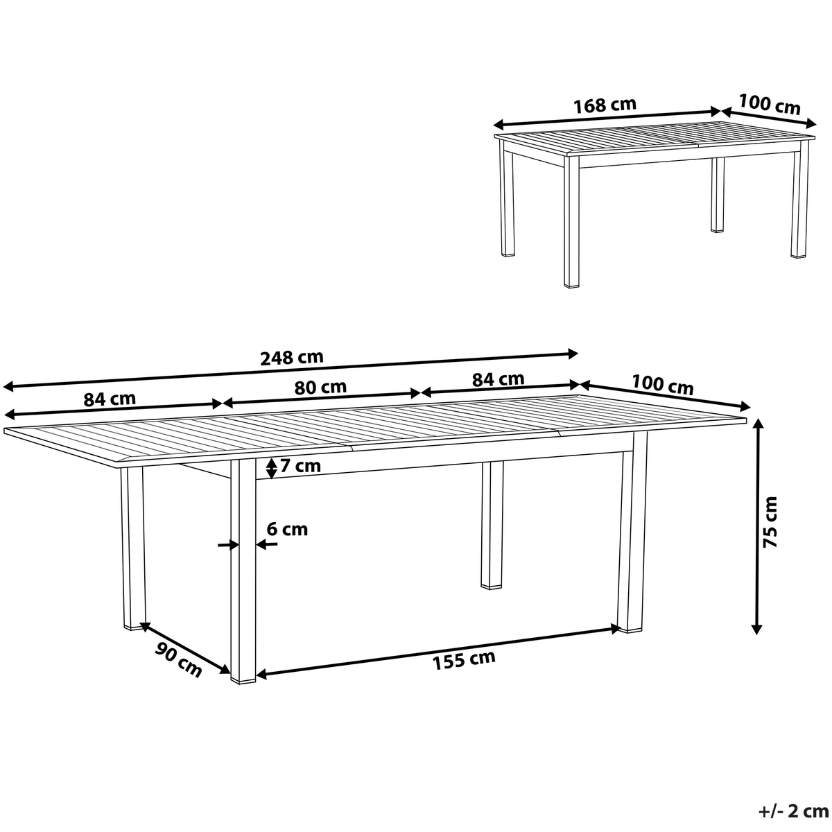 GARTENTISCH dunkelgrau ausziehbar 168/248x100 cm Pancole - Dunkelgrau, Metall (248/100/75cm) - Beliani