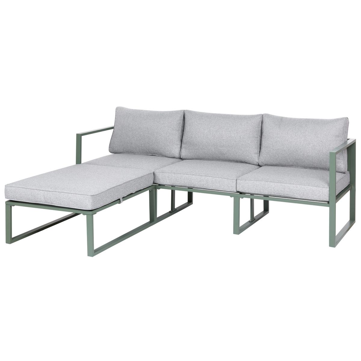 GARTEN-ECKSOFA mit Tisch 3-Sitzer Metall Grün Olang - Hellgrau/Grau, Metall - Beliani