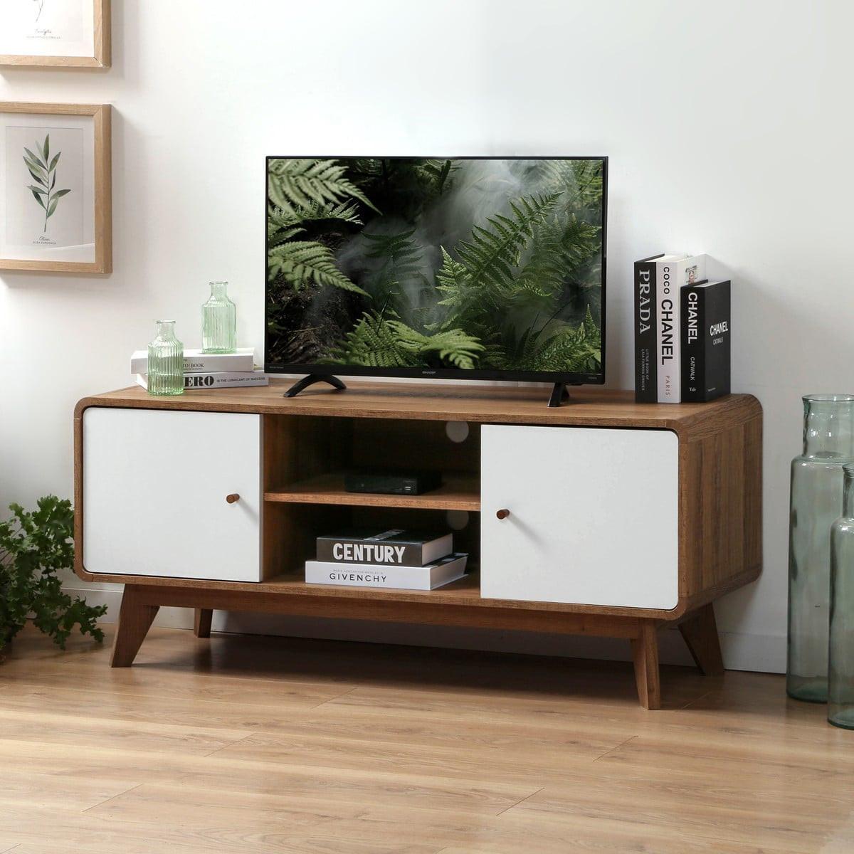 TV-MÖBEL 2 türen und 2 fächer albura 39/53/128,5 cm - Nussbaumfarben, Holzwerkstoff (39/53/46.5cm) - Calicosy