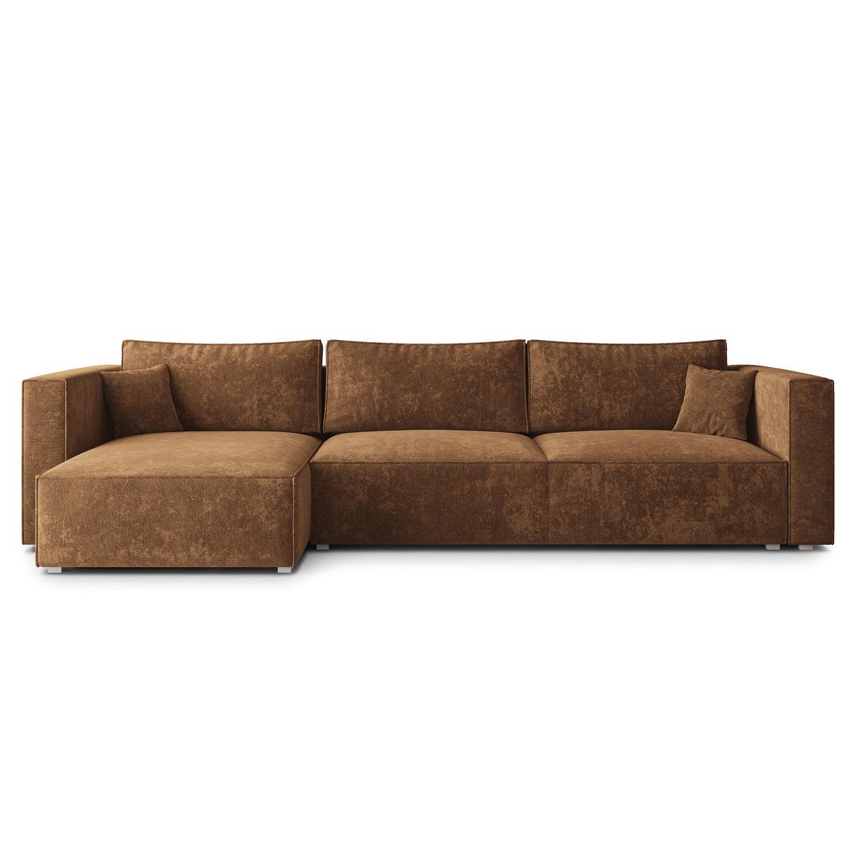 ECKSOFA TOLMO LM Hellbraun Chenille mit Schlaffunktion - Hellbraun, Holzwerkstoff/Textil (347/148cm) - MASSENO