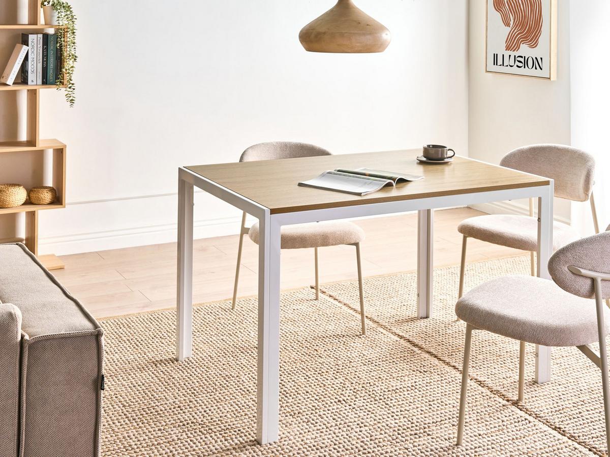 ESSTISCH Braun/Weiß 120/80 cm Mann - Hellbraun, Holzwerkstoff (120/80/75cm) - Beliani