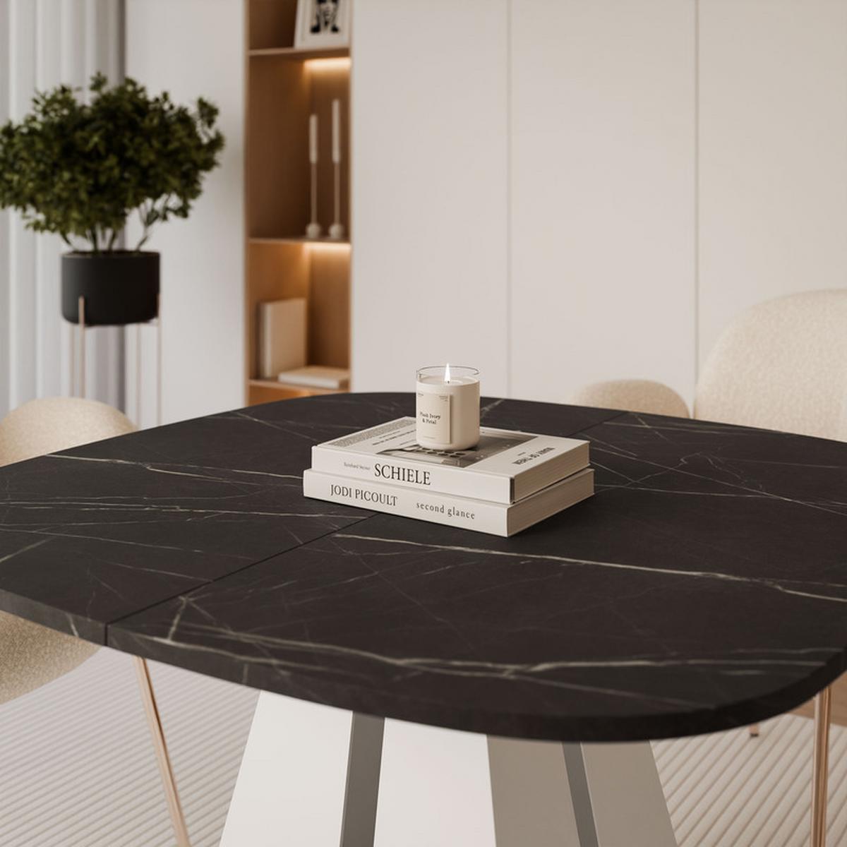AUSZIEHTISCH ZELO 100/50/76 cm, Weiß / Grigia Pietra (Steingrau) - Weiß/Grau, Holzwerkstoff/Metall (50/100/76cm) - Idohome