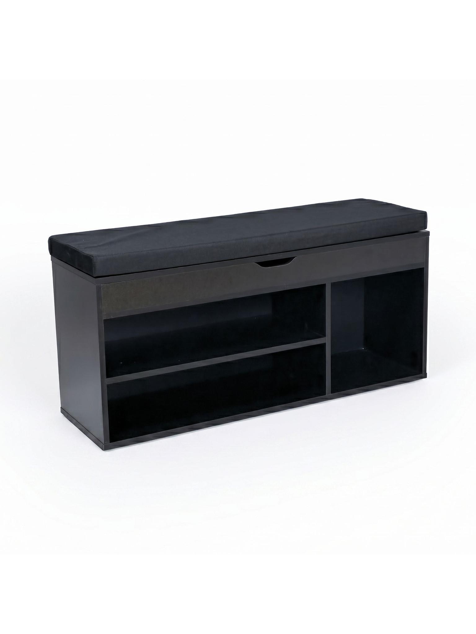 GARDEROBENBANK BASILICATA, Stoff, Schwarz, 104 x 32 x 51 cm - Schwarz, Holzwerkstoff/Textil (104/51/32cm) - KADIMA DESIGN