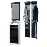 GARDEROBE Loret Front in Schwarz Hochglanz - Schwarz Hochglanz, Holzwerkstoff (140/200/23cm) - Vladon