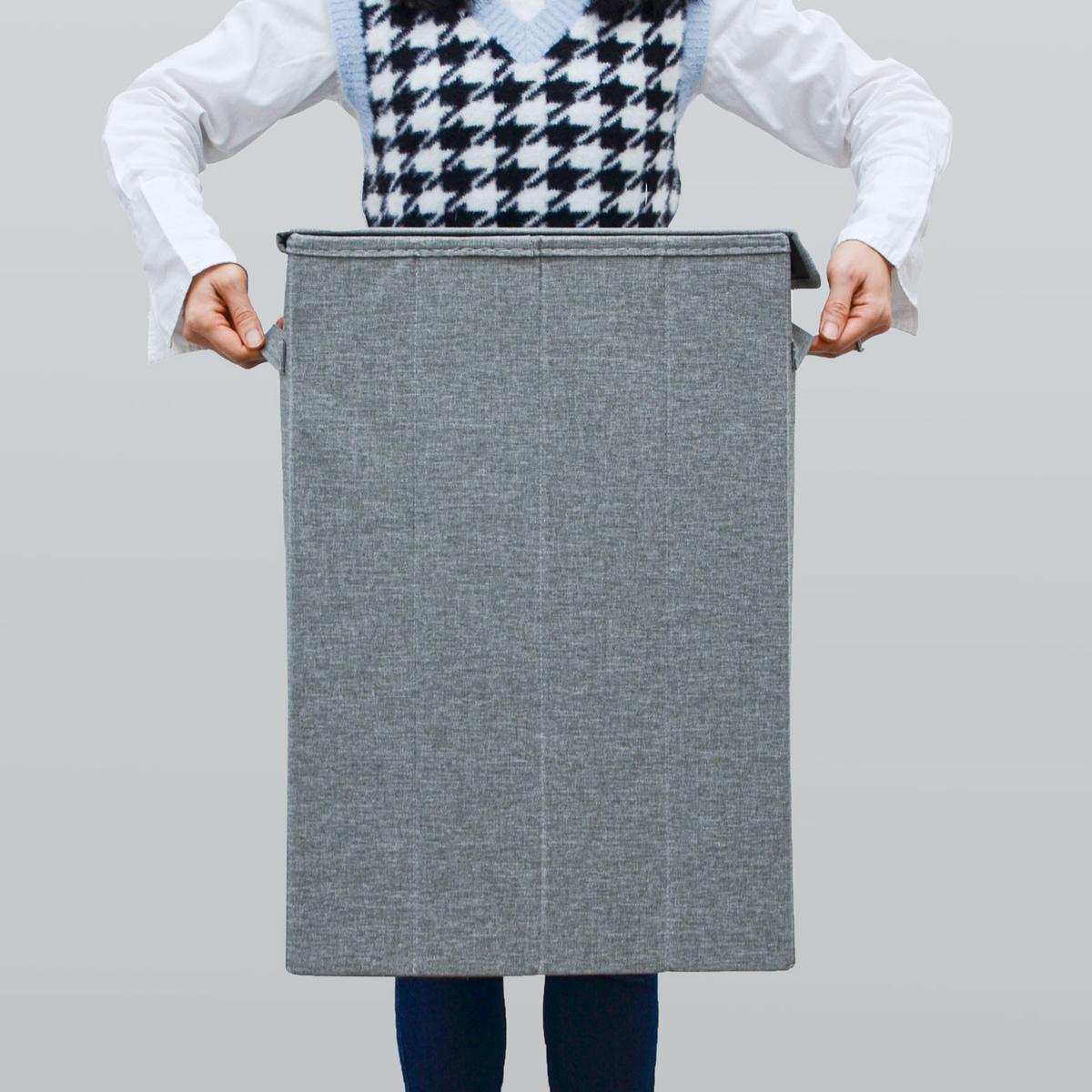 WÄSCHEKORB 50 Liter mit Deckel 20x40x60 cm Grau - Grau, Kunststoff (20/60/40cm) - Dunedesign