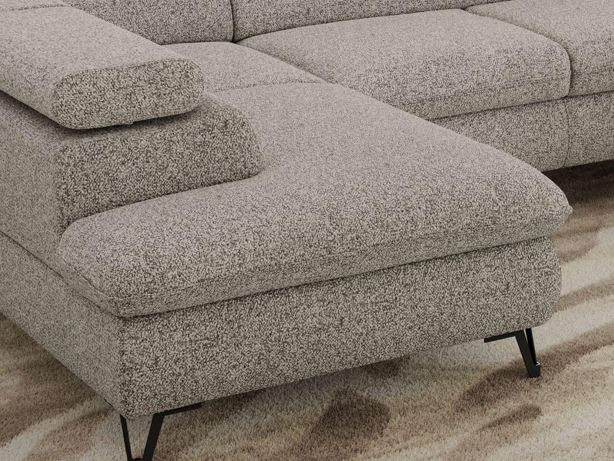 WOHNLANDSCHAFT PABLO U Strukture Hellgrau - Hellgrau/Schwarz, Textil/Metall (346/76/208cm) - MKS