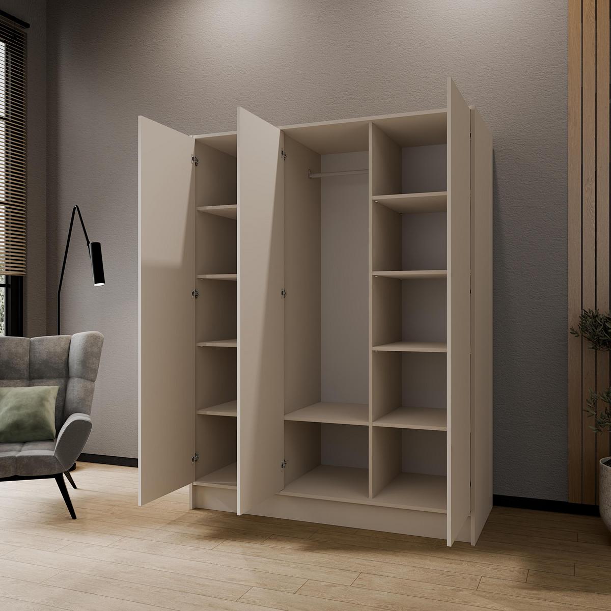 DREHTÜRENSCHRANK VELAR 150/200/51 cm Modern Kleiderschrank 3-türig Kaschmir - Kaschmir, Holzwerkstoff (150/200/51cm) - MASSENO