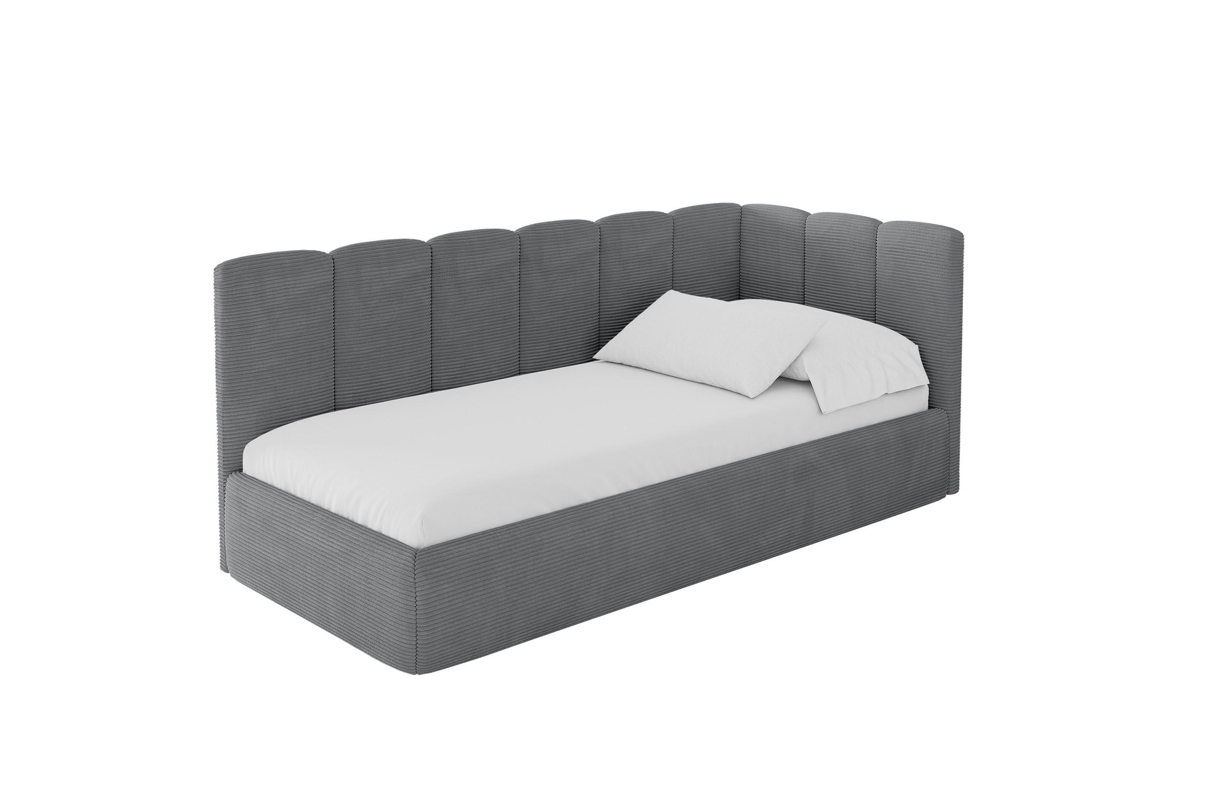 EINZELLBETT Jugendbett mit Bettkasten und Matratze H3/H4, Links - DEXY 100x200 Dunkelgrau - Graphitfarben, Holzwerkstoff/Textil (100/200cm) - ALTDECOR