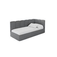 EINZELLBETT Jugendbett mit Bettkasten und Matratze H3/H4, Links - DEXY 100x200 Dunkelgrau - Graphitfarben, Holzwerkstoff/Textil (100/200cm) - ALTDECOR