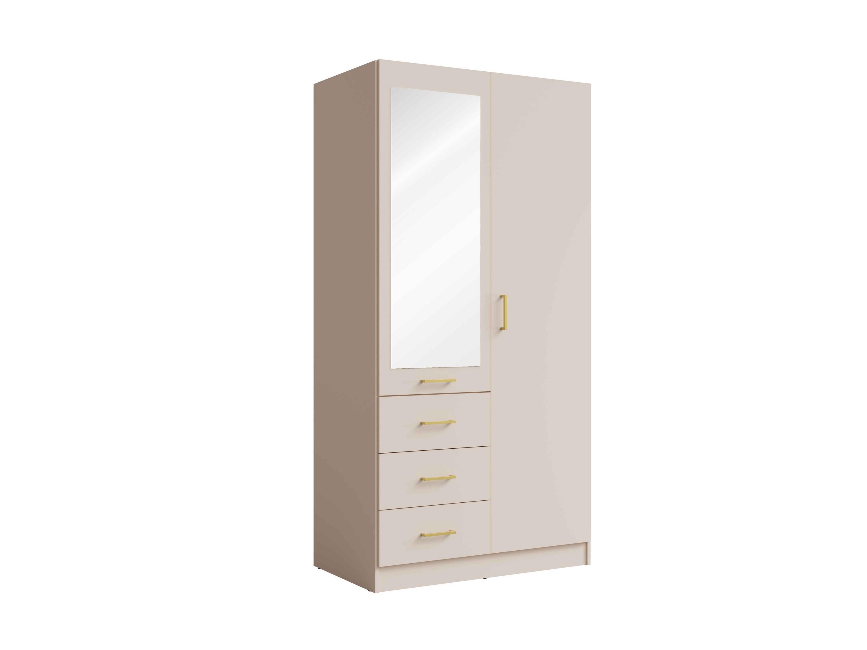 DREHTÜRENSCHRANK NEVARIS 101/200,5/58cm 2-türig mit Spiegel Sandbeige - Sandfarben, Holzwerkstoff (101/200.5/58cm) - MASSENO