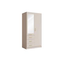 DREHTÜRENSCHRANK NEVARIS 101/200,5/58cm 2-türig mit Spiegel Sandbeige - Sandfarben, Holzwerkstoff (101/200.5/58cm) - MASSENO