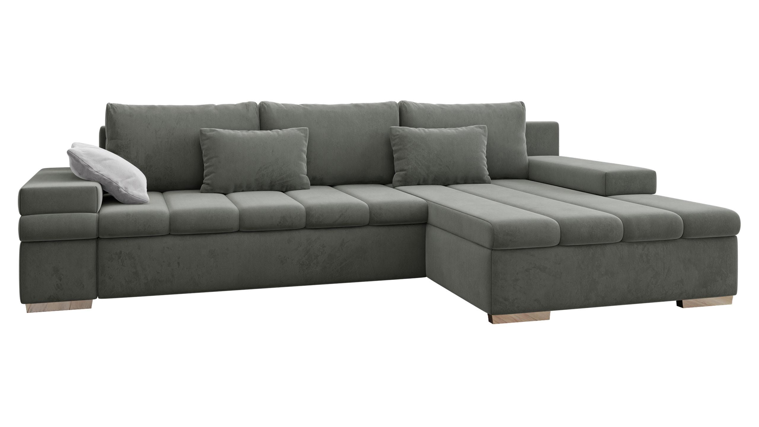 ECKSOFA Bangkok Premium, Seite: Rechts - Silberfarben/Hellgrau, Holz/Textil (310/175cm) - MIRJAN24