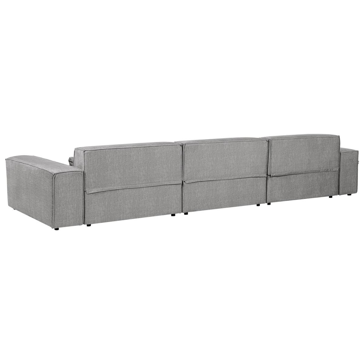 ECKSOFA Modul 4-Sitzer linksseitig Grau Stoff mit Ottomane Hellnar - Dunkelgrau, Textil (364/176cm) - Beliani