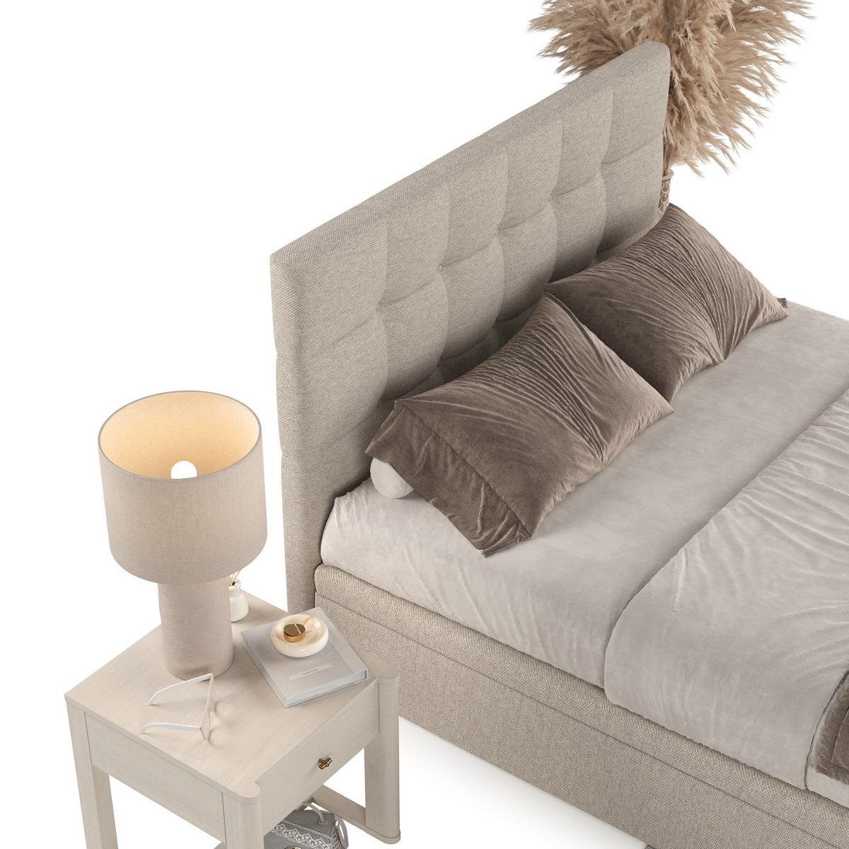 POLSTERBETT Guam mit Stauraum 200/200 cm Hellbeige im Megan Stoff - Beige/Schwarz, Holz/Holzwerkstoff (200/200cm) - AltaBeds