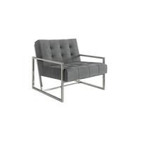 LOUNGESESSEL Duban Grau Samtstoff - Silberfarben/Grau, Holz/Textil (84/81/89cm) - S-Style Möbel