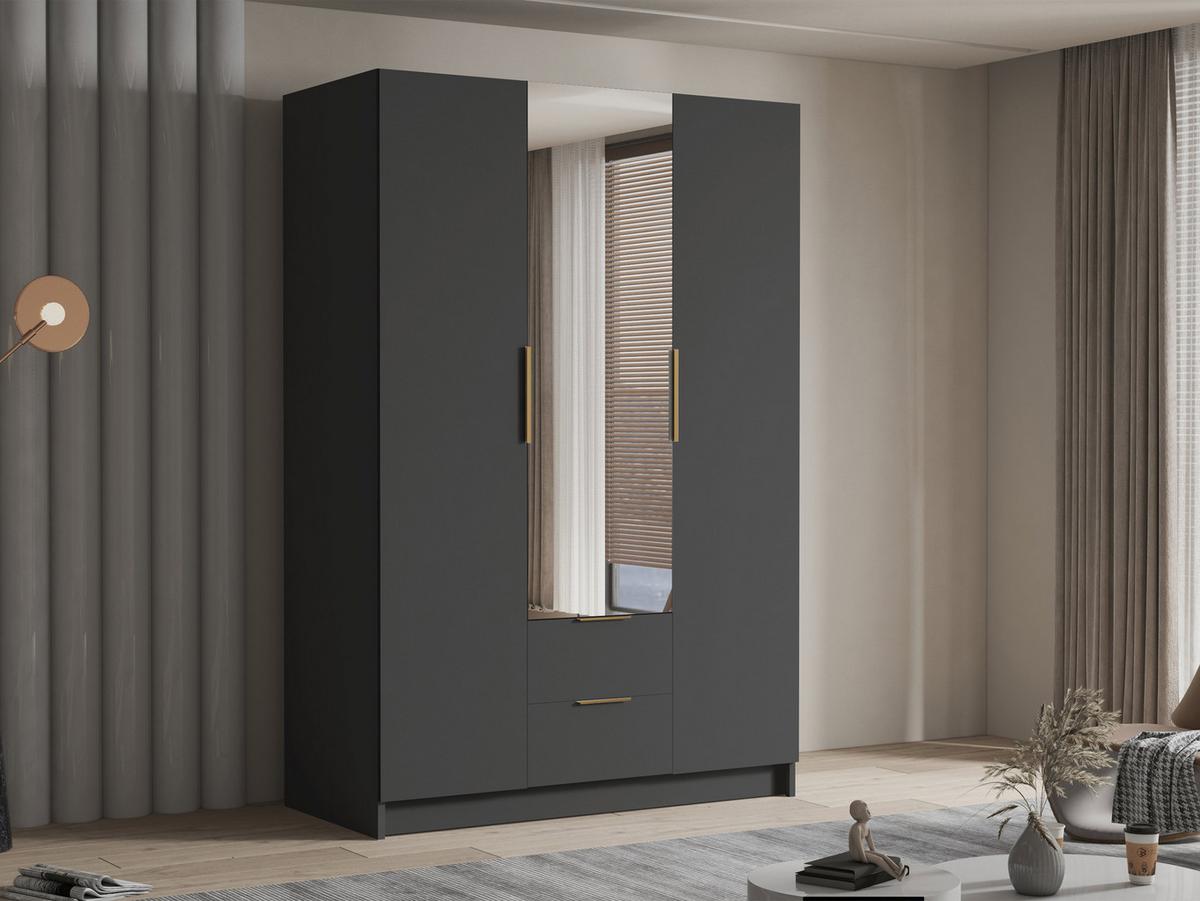 KLEIDERSCHRANK Calwi II - Goldfarben/Schwarz, Holzwerkstoff/Kunststoff (150/216/60cm) - MIRJAN24