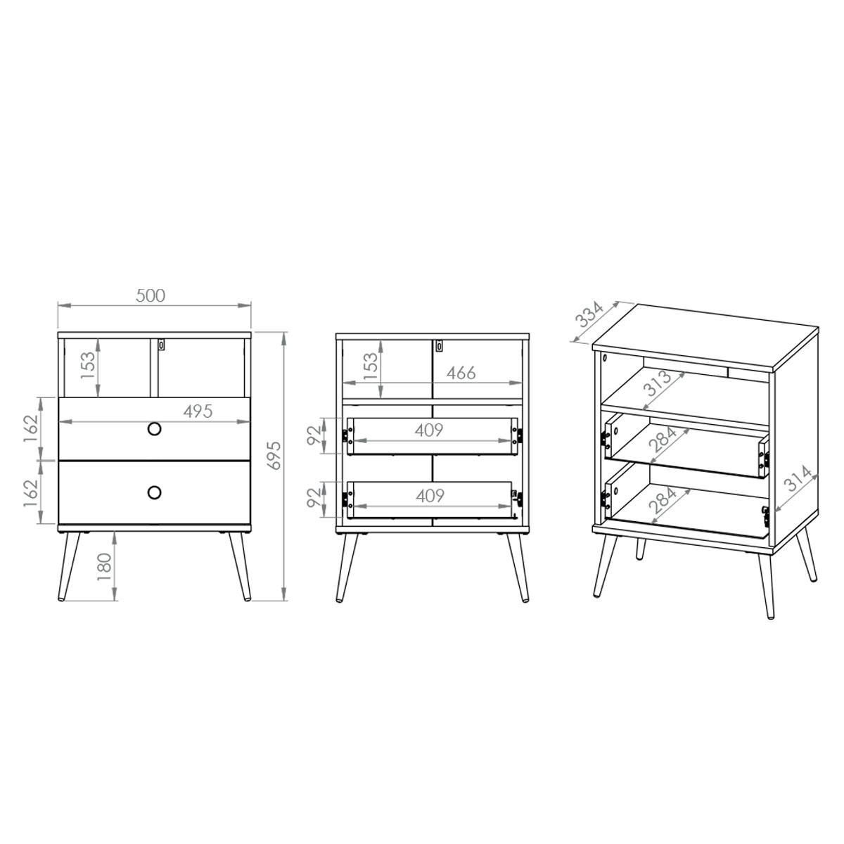 NACHTTISCH Thalia Grün - Grün, Holzwerkstoff (50/70/34cm) - Petits-meubles